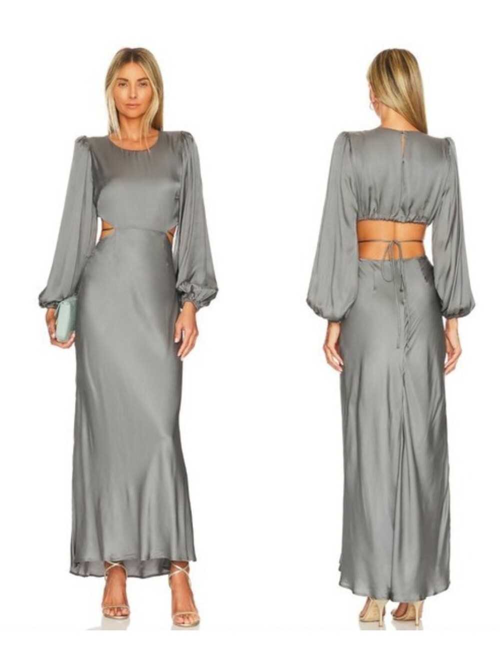 Astr Long Sleeve Maxi Dress in Slate Gray